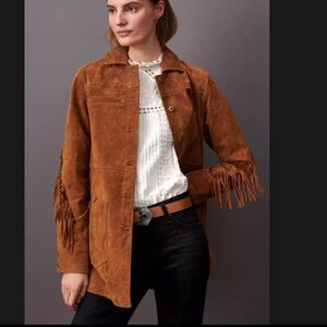 NWT Anthropologie Pilcro Danae Fringe Suede Jacket M